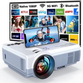 Projector with WiFi and Bluetooth,5G WiFi 9000L Native 1080P Video Projector, FUDONI Portable Movie Projector,Compatible with TV Stick, Smartphone, Ta