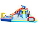 10 in1 Inflatable slide water park bouncing house garden with splash pool & water gun & basketball & climbing wall & dual pools & soccer