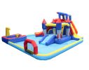 10 in1 Inflatable slide water park bouncing house garden with splash pool & water gun & basketball & climbing wall & dual pools & soccer