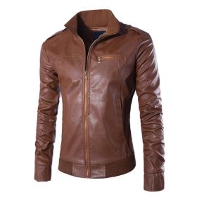 Motorcycle Leather Jackets (Option: Dark brown-XXL)