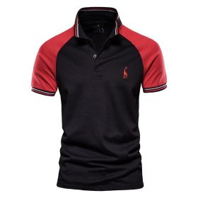 Men's Short Sleeve Solid Stretch Polo Shirt Causal Shirt (Color: Red, size: M)