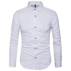 Men Dress Shirt-100% Cotton Casual Long Sleeve Shirt-Regular Fit Button Down Point Collar Shirt (Color: White, size: M)