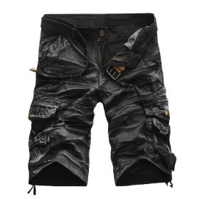 Men's Cargo Shorts Lightweight Multi Pocket Casual Short (Color: BLACK, size: 29)
