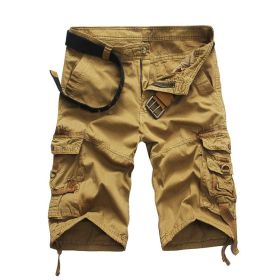 Men's Cargo Shorts Lightweight Multi Pocket Casual Short (Color: Brown, size: 29)