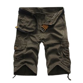 Men's Cargo Shorts Lightweight Multi Pocket Casual Short (Color: Dark Green, size: 32)