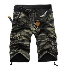 Men's Cargo Shorts Lightweight Multi Pocket Casual Short (Color: Army Green, size: 36)
