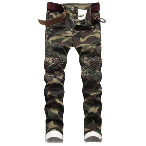 Mens Ribbed Jeans Straight Fit Denim Pants