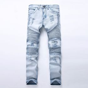 Men Denim Jeans Slim Fit Black Stretch Destroyed Ripped Skinny Jeans (Color: 5, size: 30)
