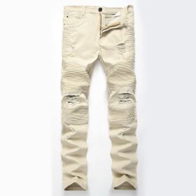 Men Denim Jeans Slim Fit Black Stretch Destroyed Ripped Skinny Jeans (Color: 4, size: 40)