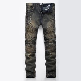 Men Denim Jeans Slim Fit Black Stretch Destroyed Ripped Skinny Jeans (Color: 2, size: 36)