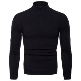 Men's Pullover Turtleneck Sweater (Color: BLACK, size: M)