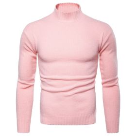 Men's Pullover Turtleneck Sweater (Color: Pink, size: M)