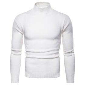 Men's Pullover Turtleneck Sweater (Color: White, size: M)