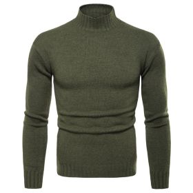 Men's Pullover Turtleneck Sweater (Color: Army Green, size: M)