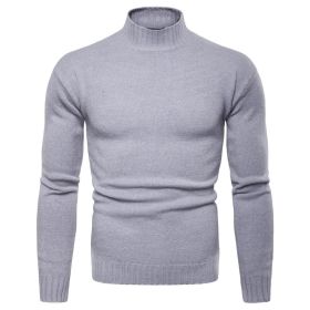 Men's Pullover Turtleneck Sweater (Color: Gray, size: S)