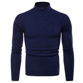 Men's Pullover Turtleneck Sweater (Color: Navy, size: M)