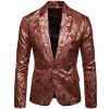 Men's Paisley Tuxedo Jackets Slim Fit Blazers Jacket One Button Stylish Wedding Party Dress Suit