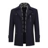 Men's Detachable Scarf Collar Slim Warm Wool Blend Overcoat