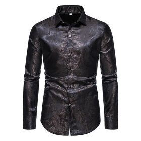 Men's Casual Long Sleeve Shirt (Color: BLACK, size: L)