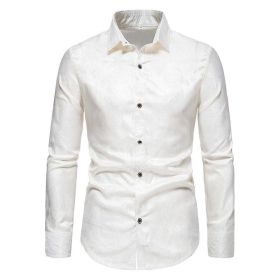 Men's Casual Long Sleeve Shirt (Color: White, size: XL)