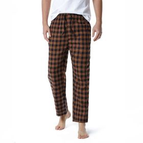 Men's Flannel Plaid Pajama Pants Yoga Home Pants (Color: Brown, size: 36)
