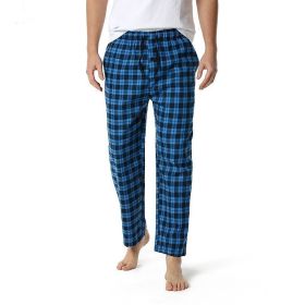 Men's Flannel Plaid Pajama Pants Yoga Home Pants (Color: Blue, size: 34)