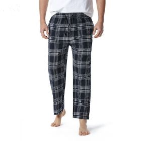 Men's Flannel Plaid Pajama Pants Yoga Home Pants (Color: BLACK, size: 30)