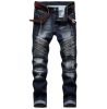 Men's Stretch Straight Leg Distressed Jeans Pants