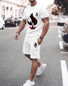 3D T-shirt digital printing short-sleeved shorts suit men's casual beach pants two-piece set (Color: TZ20, size: 4XL)