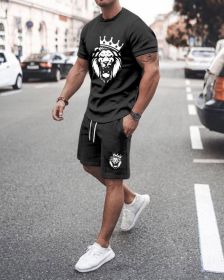 3D T-shirt digital printing short-sleeved shorts suit men's casual beach pants two-piece set (Color: TZ28, size: 4XL)