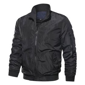 Men's Stand Collar Thick Autumn&Spring Casual Jacket (Color: BLACK, size: XS)