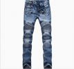 Men Ripped Slim Straight fit Biker Jeans With Zipper Deco