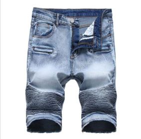 Mens Casual Relaxed Slim Fit Denim Jean Short Plus Size Big and Tall (Color: Blue, size: 34)