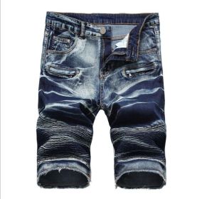 Mens Casual Relaxed Slim Fit Denim Jean Short Plus Size Big and Tall (Color: Dark Blue, size: 42)