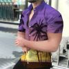 Summer Hot Sale Hawaiian Men's Shirt Purple Landscape 3D Digital Printing