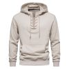 Men's Hoodie Sweatshirt Hooded Casual Long Sleeve Drawstring Lace Up Pullover Hoodies with Pocket