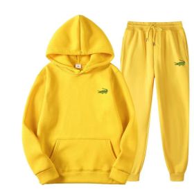 Men's Fashion Casual Tracksuit High Quality Men's Suit 2 Piece Hoodie Pullover Sports Clothes Sweatshirt Jogging Set Man (Color: Yellow, size: XL(175cm 70kg))