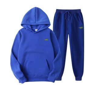 Men's Fashion Casual Tracksuit High Quality Men's Suit 2 Piece Hoodie Pullover Sports Clothes Sweatshirt Jogging Set Man (Color: Blue, size: XXXL(195cm 90kg))