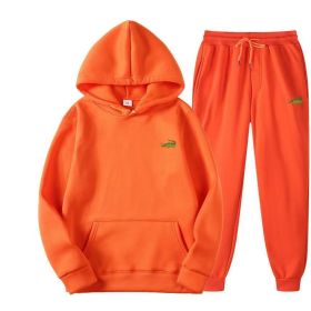 Men's Fashion Casual Tracksuit High Quality Men's Suit 2 Piece Hoodie Pullover Sports Clothes Sweatshirt Jogging Set Man (Color: Orange, size: M(165cm 60kg))