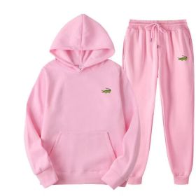 Men's Fashion Casual Tracksuit High Quality Men's Suit 2 Piece Hoodie Pullover Sports Clothes Sweatshirt Jogging Set Man (Color: Pink, size: XXL(185cm 80kg))