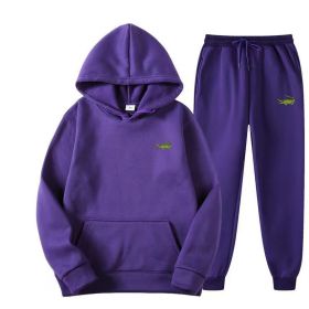 Men's Fashion Casual Tracksuit High Quality Men's Suit 2 Piece Hoodie Pullover Sports Clothes Sweatshirt Jogging Set Man (Color: Purple, size: M(165cm 60kg))