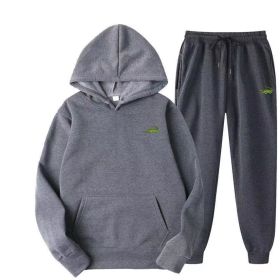 Men's Fashion Casual Tracksuit High Quality Men's Suit 2 Piece Hoodie Pullover Sports Clothes Sweatshirt Jogging Set Man (Color: Dark gray, size: L(170cm 65kg))