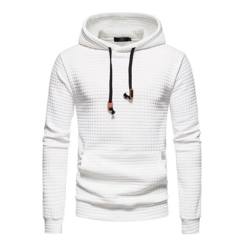 Mens Hooded Sweatshirt Casual Long Sleeve Drawstring Waffle Knit Pullover Hoodies