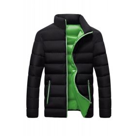 2022 cotton padded clothes men's running distance men's coat new winter stand collar down cotton padded clothes thickene (Color: Black Green, size: 4XL)