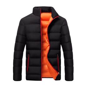 2022 cotton padded clothes men's running distance men's coat new winter stand collar down cotton padded clothes thickene (Color: Black Red, size: M)
