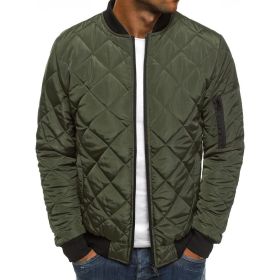 winter men's fashion jacket Lingge warm stand collar cotton padded clothes men (Color: Army Green, size: XXXL)