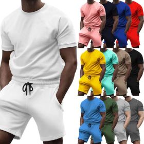 Men Short Sets 2 Piece Outfits Fashion Summer Tracksuits Casual Tee  Short Set (Color: White, size: XL)