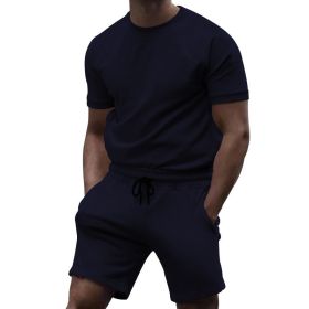 Men Short Sets 2 Piece Outfits Fashion Summer Tracksuits Casual Tee  Short Set (Color: BLACK, size: M)