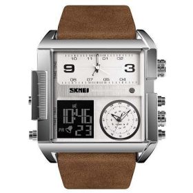 SKMEI 1391 Men Military Sports Watch Top Luxury Brand Wristwatch Men Quartz Digital Watches Male Clock Relogio Masculino (Color: Silver Coffee)