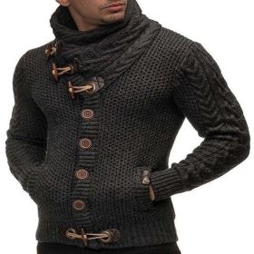 Autumn Winter Man Sweaters Streetwear Clothes Turtleneck Sweater Men Long Sleeve Knitted Pullovers Soft Warm Basic Sweater Male (Color: Dark Grey, size: M)